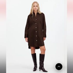 NWT Madewell Y-Neck Relaxed Shirt dress in Dark Carob